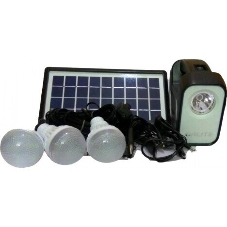 Kit Iiluminare cu 3 becuri cu panou solar fotovoltaic,lanterna,lampa si cabluri incarcare telefoane