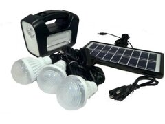 Kit Iiluminare cu 3 becuri cu panou solar fotovoltaic,lanterna,lampa si cabluri incarcare telefoane